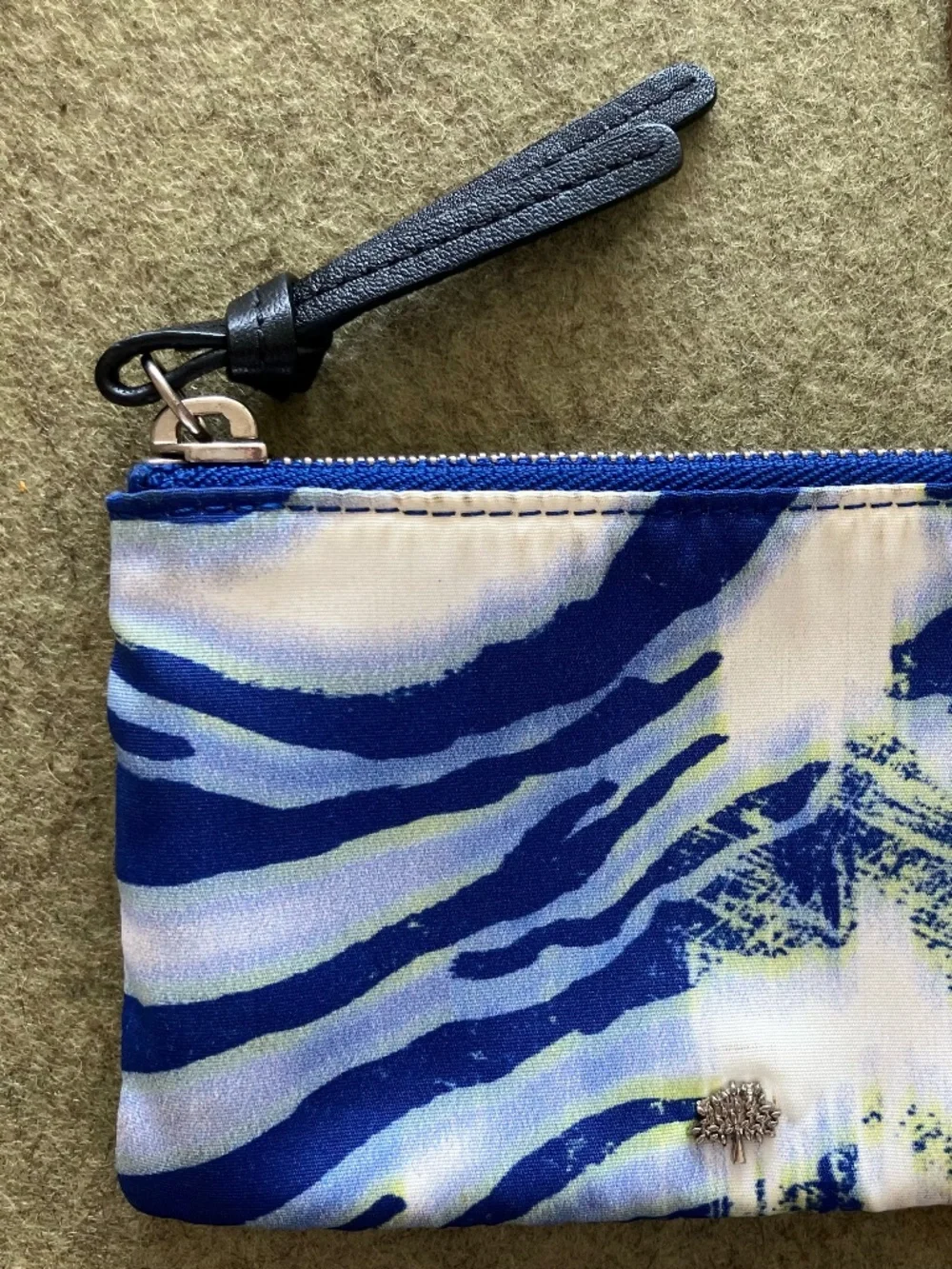 Lot of 2: Mulberry England zip card/coin pouches, 1) Trippy Tiger, 2) Other